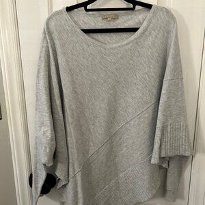 Joan Vass Size M/L Medium/Large Gray Asymmetrical Poncho Sweater